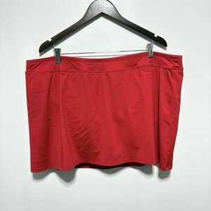 Lands End Swim Skirt Womens 24W Red Attached Shorts Stretch Swim Bottom